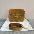 Gucci Brown Suede Crossbody Bag with Dustbag, MeDiorum Size