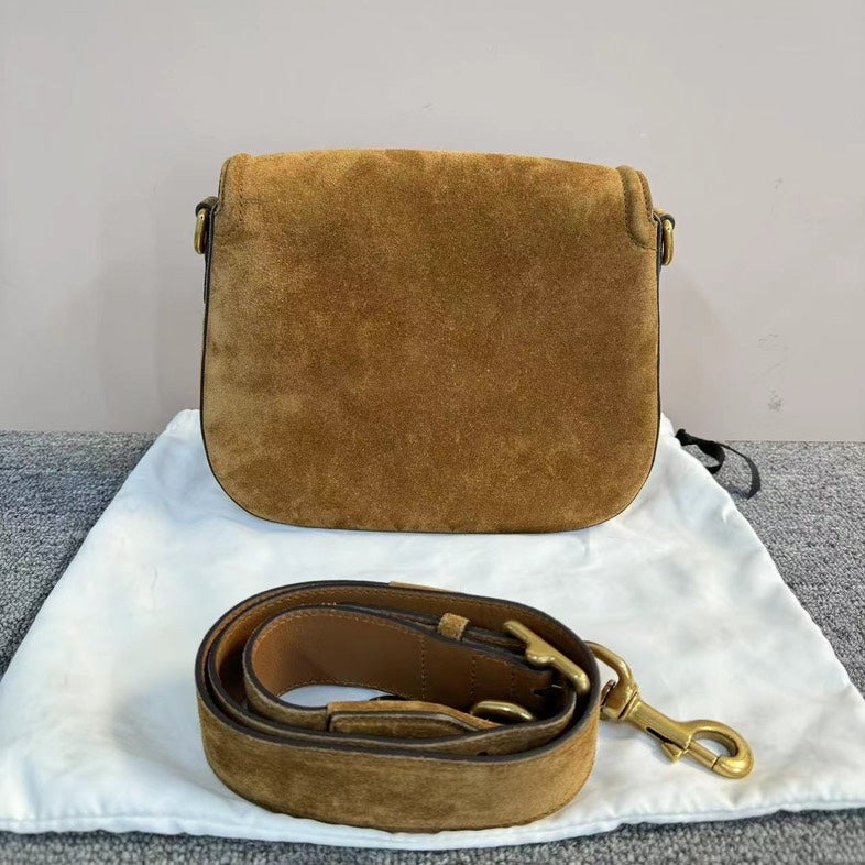 Gucci Brown Suede Crossbody Bag with Dustbag, MeDiorum Size