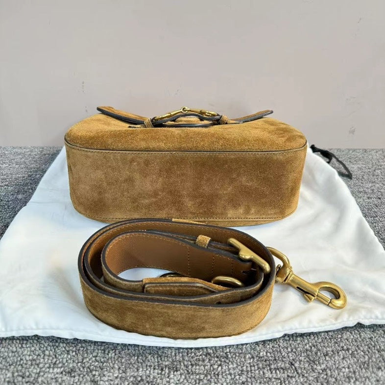 Gucci Brown Suede Crossbody Bag with Dustbag, MeDiorum Size