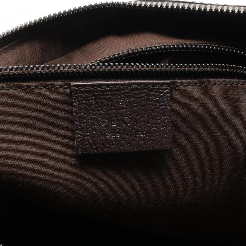 Gucci GG Canvas Shoulder Bag, Beige and Dark Brown Leather
