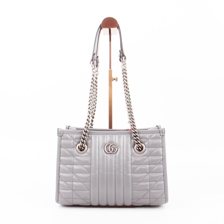 Gucci GG Marmont MatelassÃƒÆ’Ã‚Â© Leather Medium Shoulder Bag - Light Gray