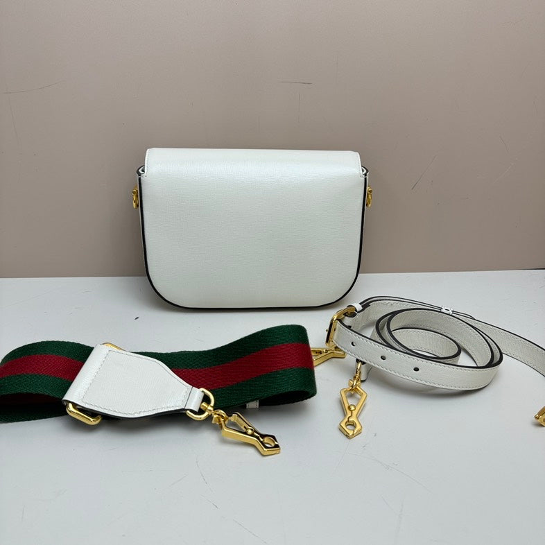 Gucci Horsebit Leather 2-Way Crossbody Bag White MeDiorum