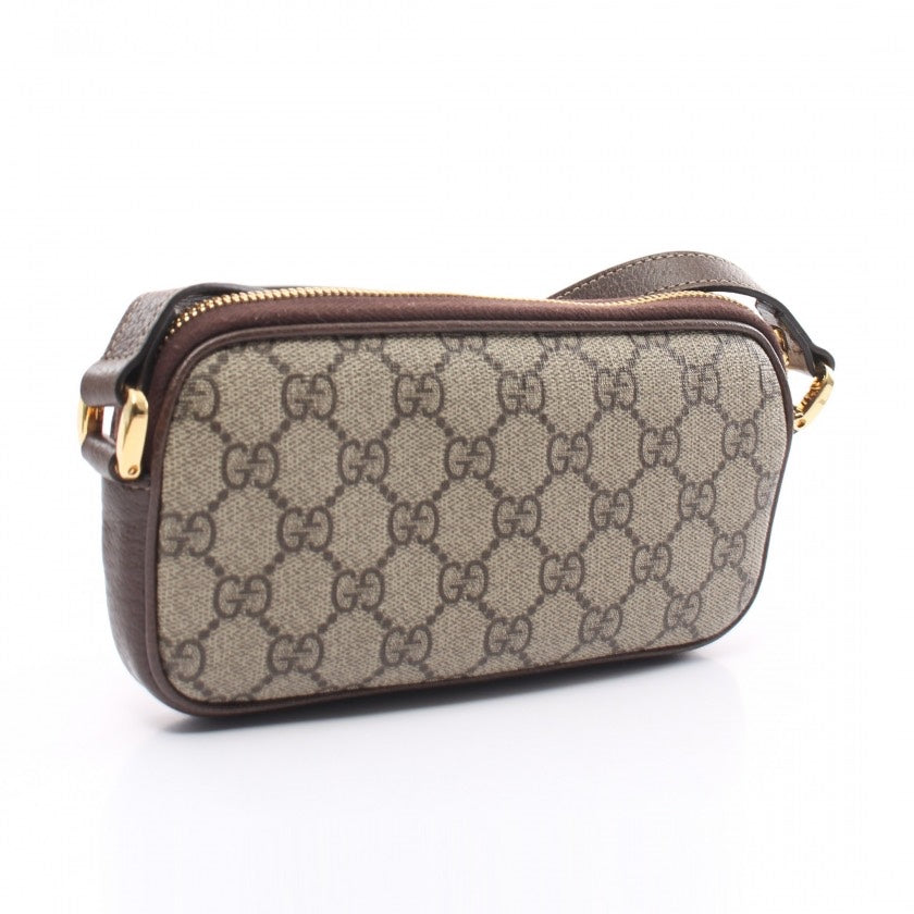 Gucci OphiDiora Gucci Supreme Canvas Mini Crossbody Bag - Beige and Ebony Brown - Small Size