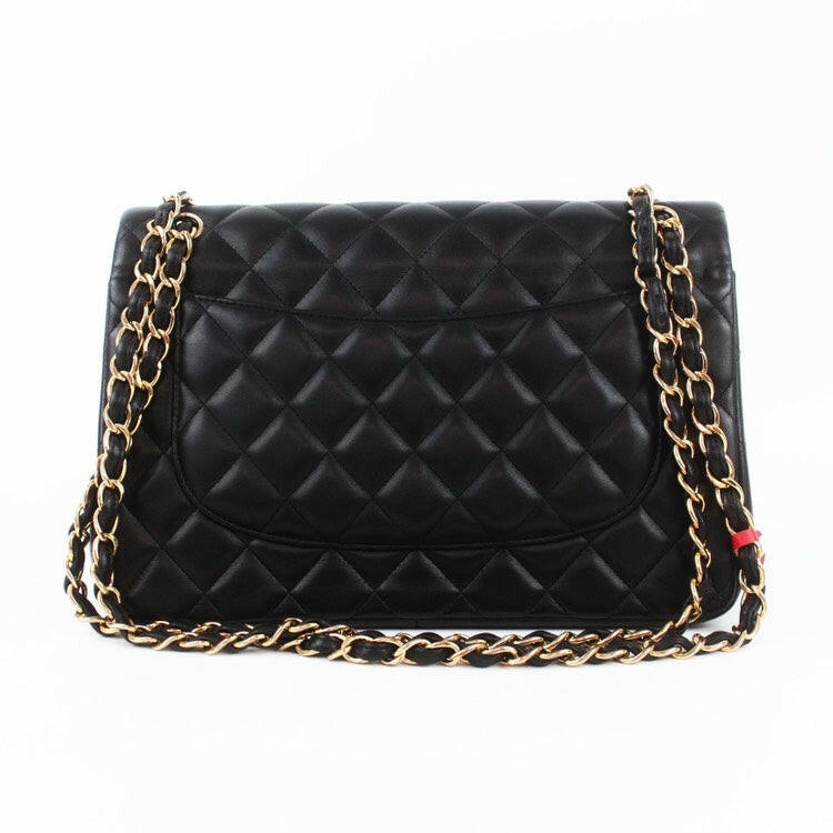 Chanel CF Classic Flap Jumbo Black Lambskin Bag 2019