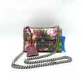 Gucci Padlock Small Flora Print Shoulder Bag with SiLouis Vuittoner Chain Strap