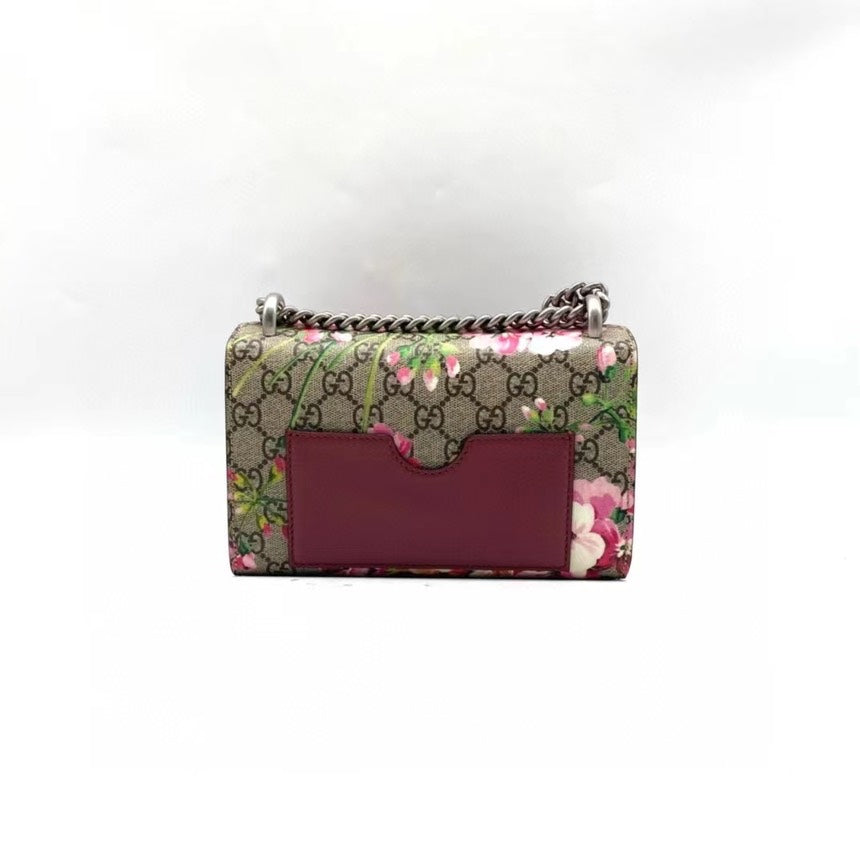 Gucci Padlock Small Flora Print Shoulder Bag with SiLouis Vuittoner Chain Strap
