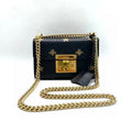 Gucci Padlock Black Leather Mini Shoulder Bag with Gold Chain Strap and Bee Star Embellishments