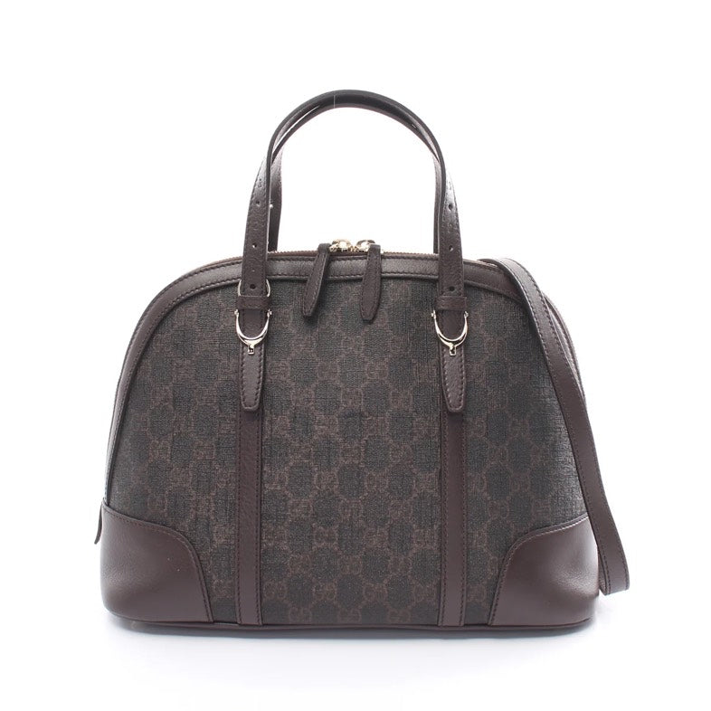 Gucci NiCeline Micro Guccissima Dark Brown PVC Leather 2-Way Handbag with Shoulder Strap