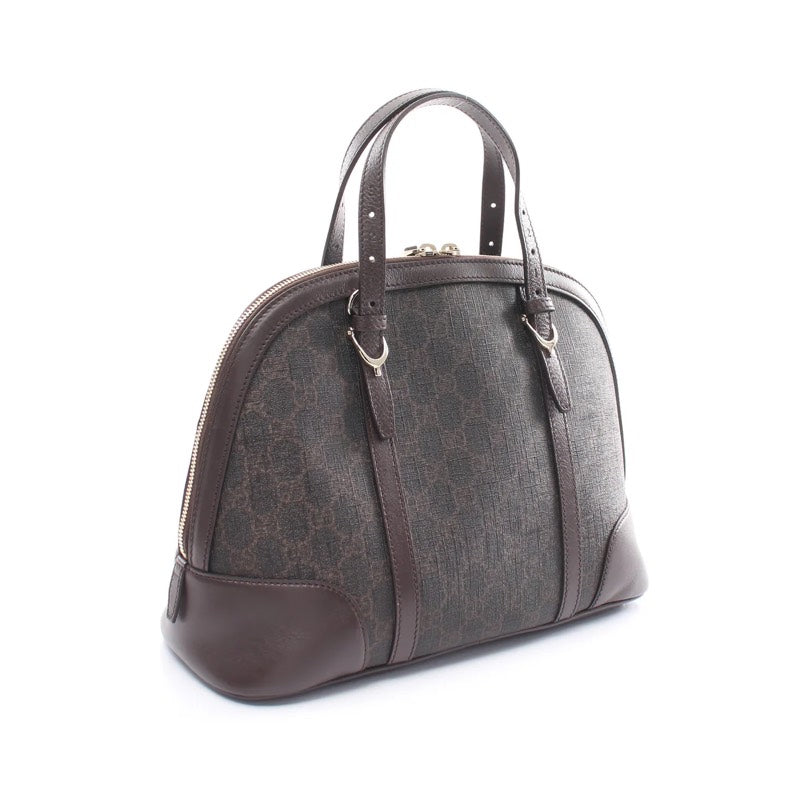 Gucci NiCeline Micro Guccissima Dark Brown PVC Leather 2-Way Handbag with Shoulder Strap