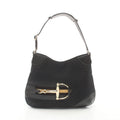 Gucci Hustler Bit GG Black Canvas Leather Medium Shoulder Bag