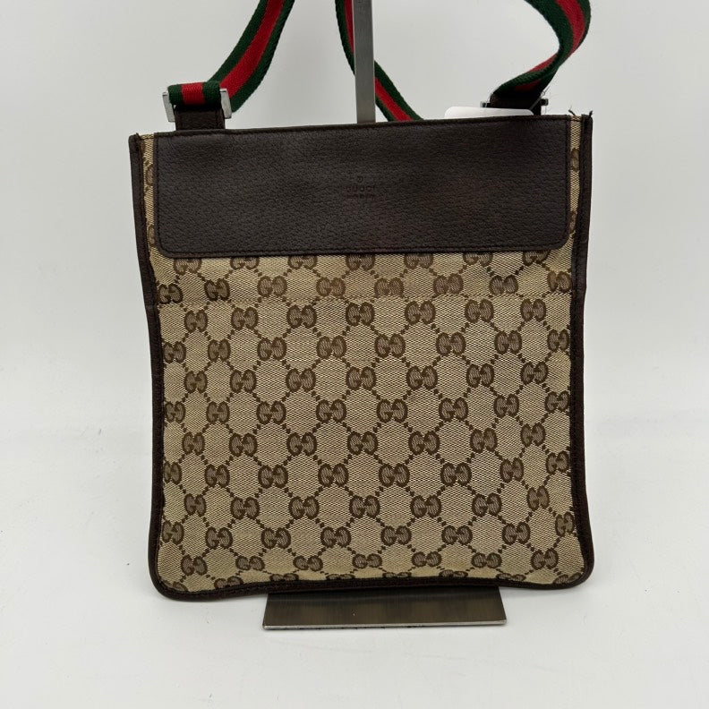 Gucci Beige Brown Canvas Leather Crossbody Bag MeDiorum