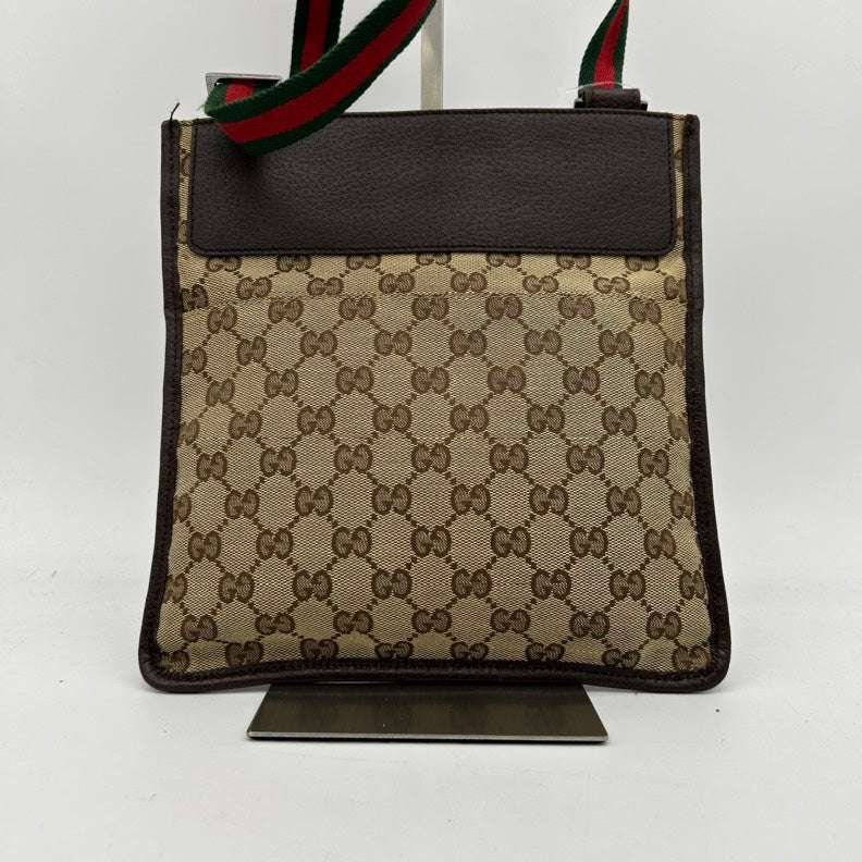 Gucci Beige Brown Canvas Leather Crossbody Bag MeDiorum
