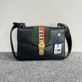 Gucci SyLouis Vuittonie Black Leather Shoulder Bag Medium