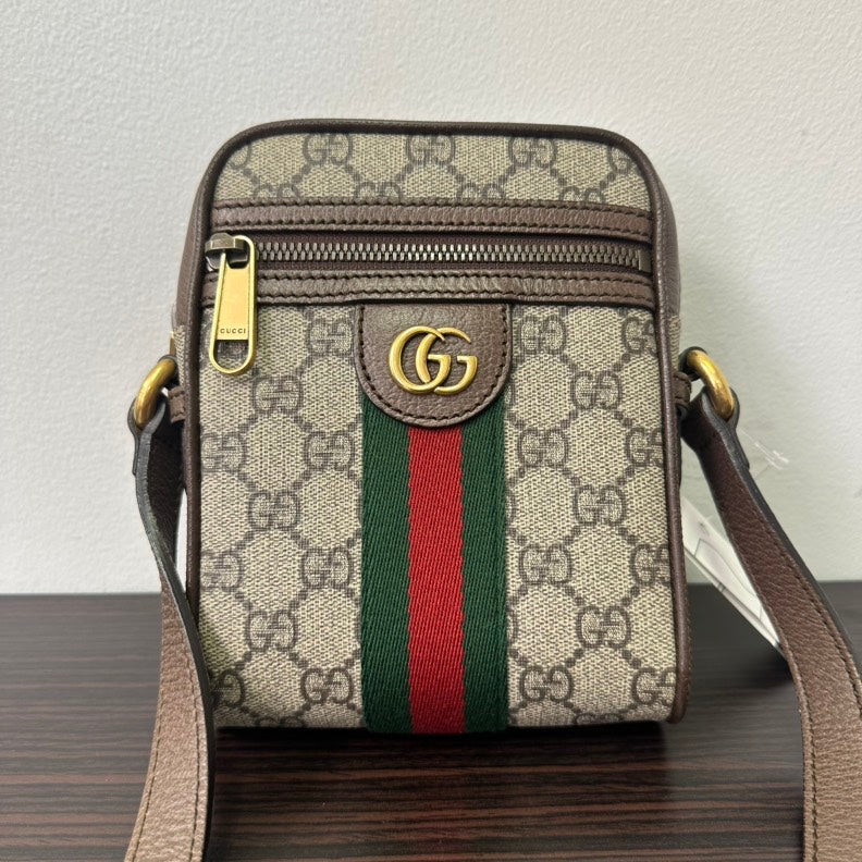 Gucci OphiDiora Brown Beige Gucci Supreme Canvas Crossbody Bag