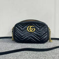 Gucci Black Leather Gucci Marmont Camera Bag Small Crossbody