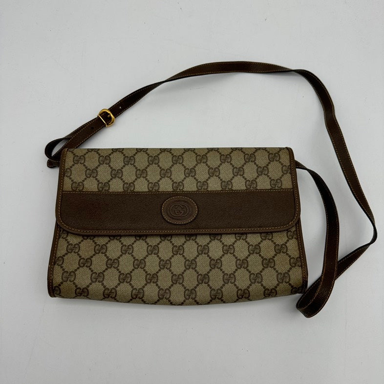 Gucci Canvas Brown Leather Crossbody Bag MeDiorum