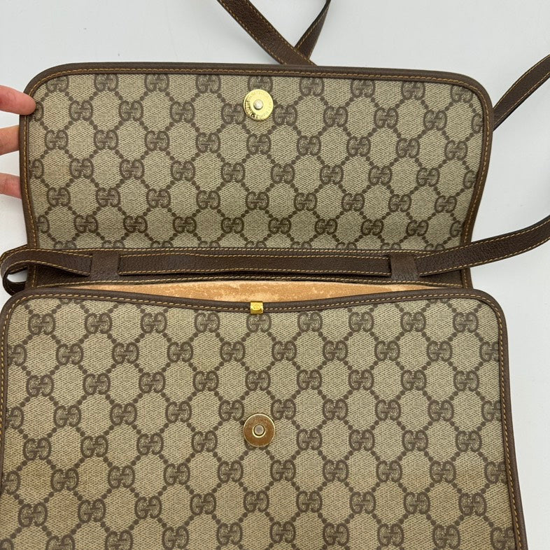 Gucci Canvas Brown Leather Crossbody Bag MeDiorum