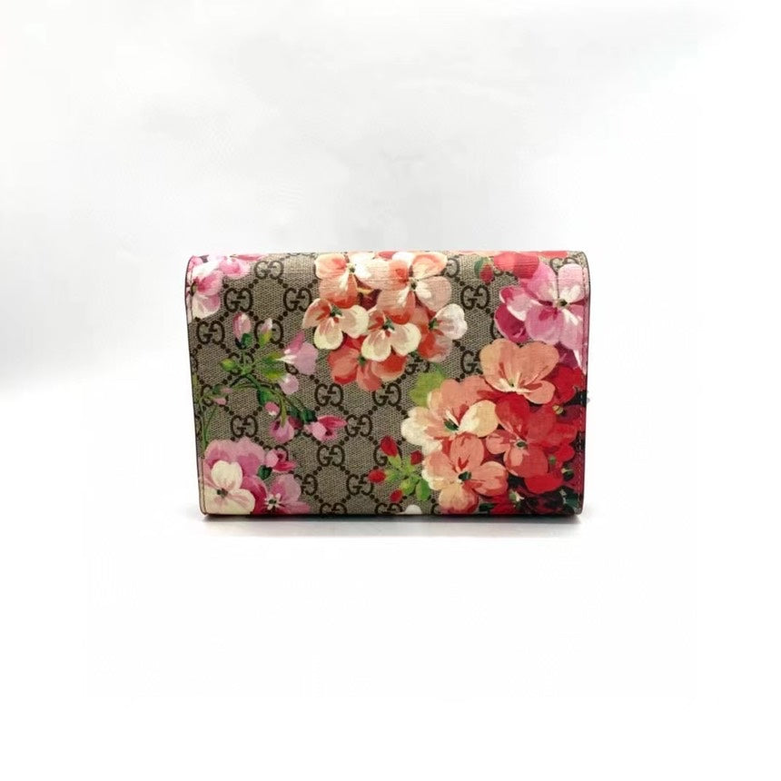 Gucci Dioronysus Floral Canvas Chain Wallet Crossbody Bag Beige Pink MeDiorum