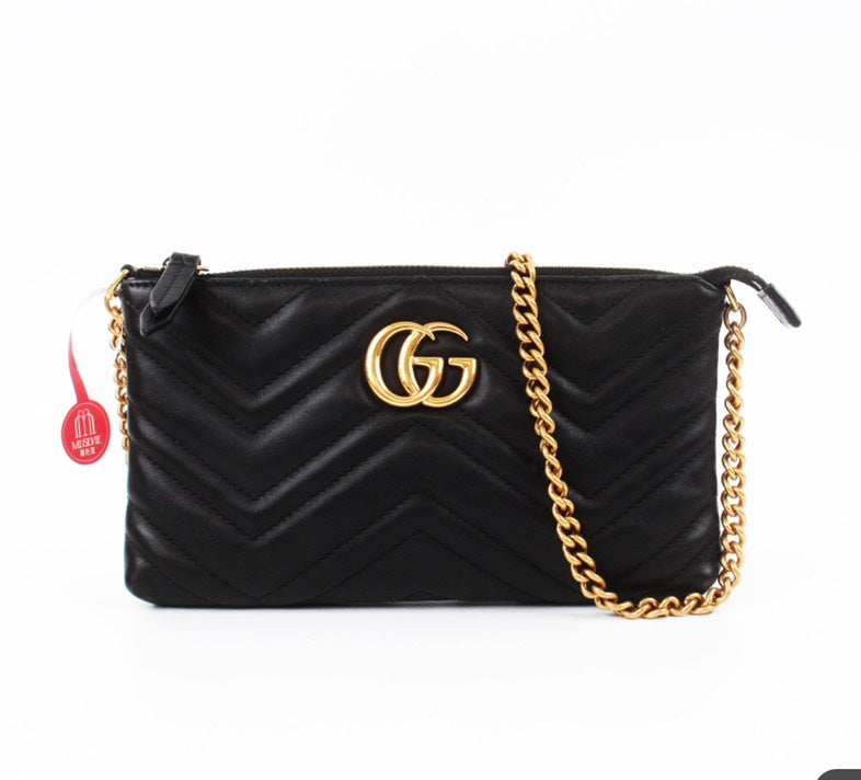 Gucci Gucci Marmont Black Leather Crossbody Bag Small