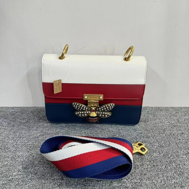 Gucci Queen Margaret White Red Blue Leather Crossbody Bag MeDiorum