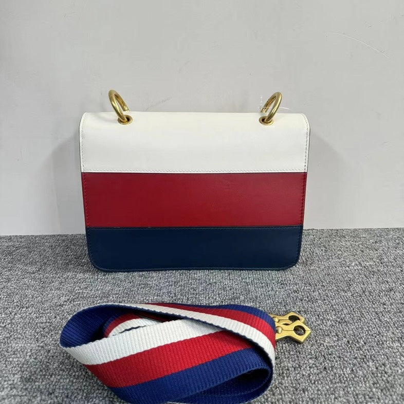 Gucci Queen Margaret White Red Blue Leather Crossbody Bag MeDiorum