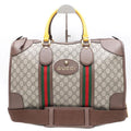 Gucci Ophidia GG Supreme Monogram Coated Canvas Shoulder Bag Brown Green Red Straps Large