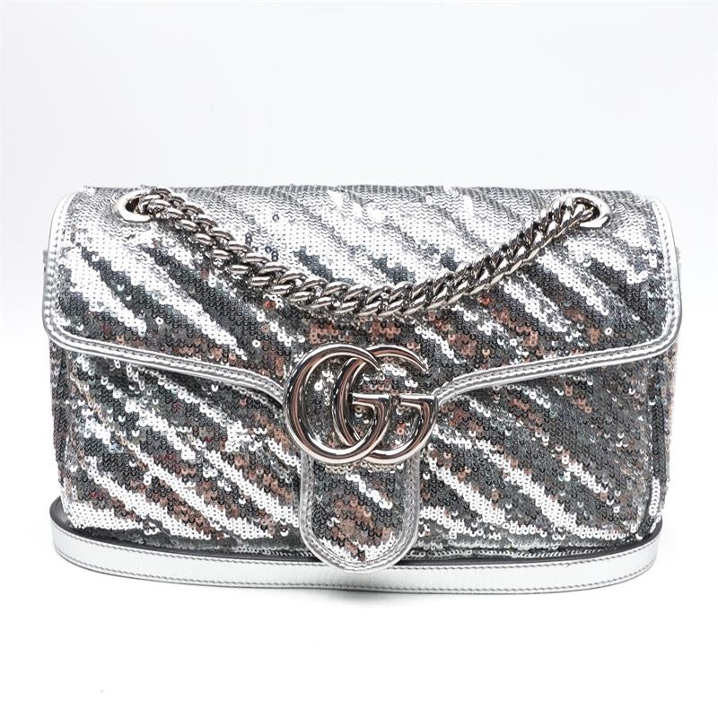 Gucci GG Marmont SiLouis Vuittoner Sequin Shoulder Bag Medium