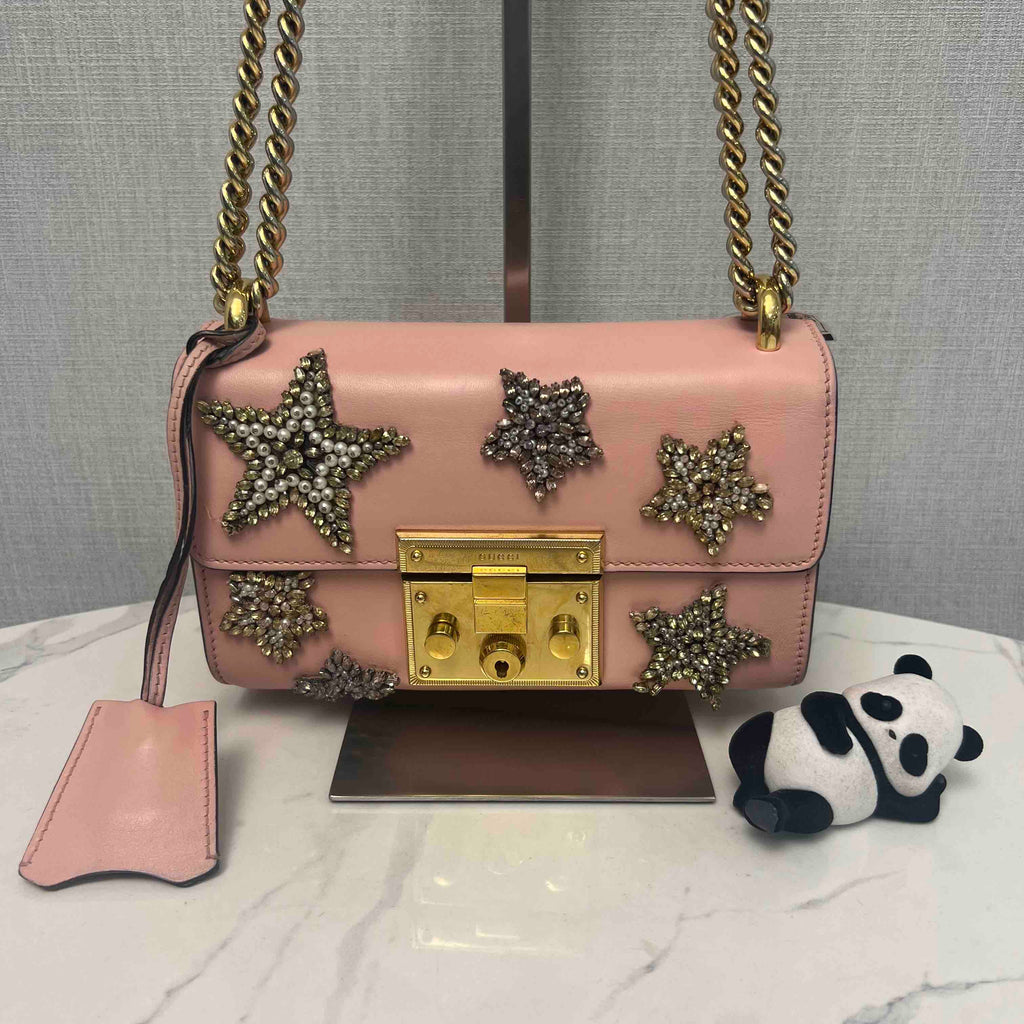 Gucci Padlock Pink Leather Embellished Crossbody Bag MeDiorum