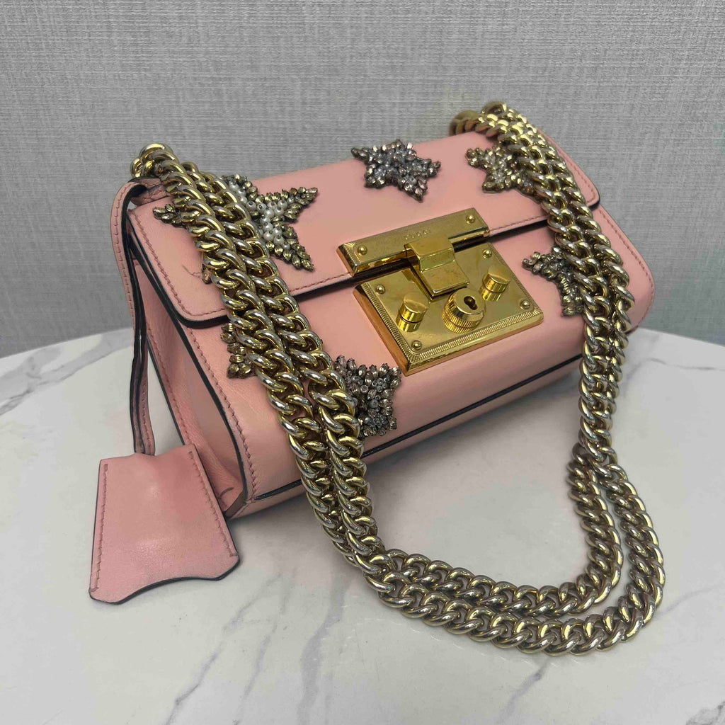 Gucci Padlock Pink Leather Embellished Crossbody Bag MeDiorum