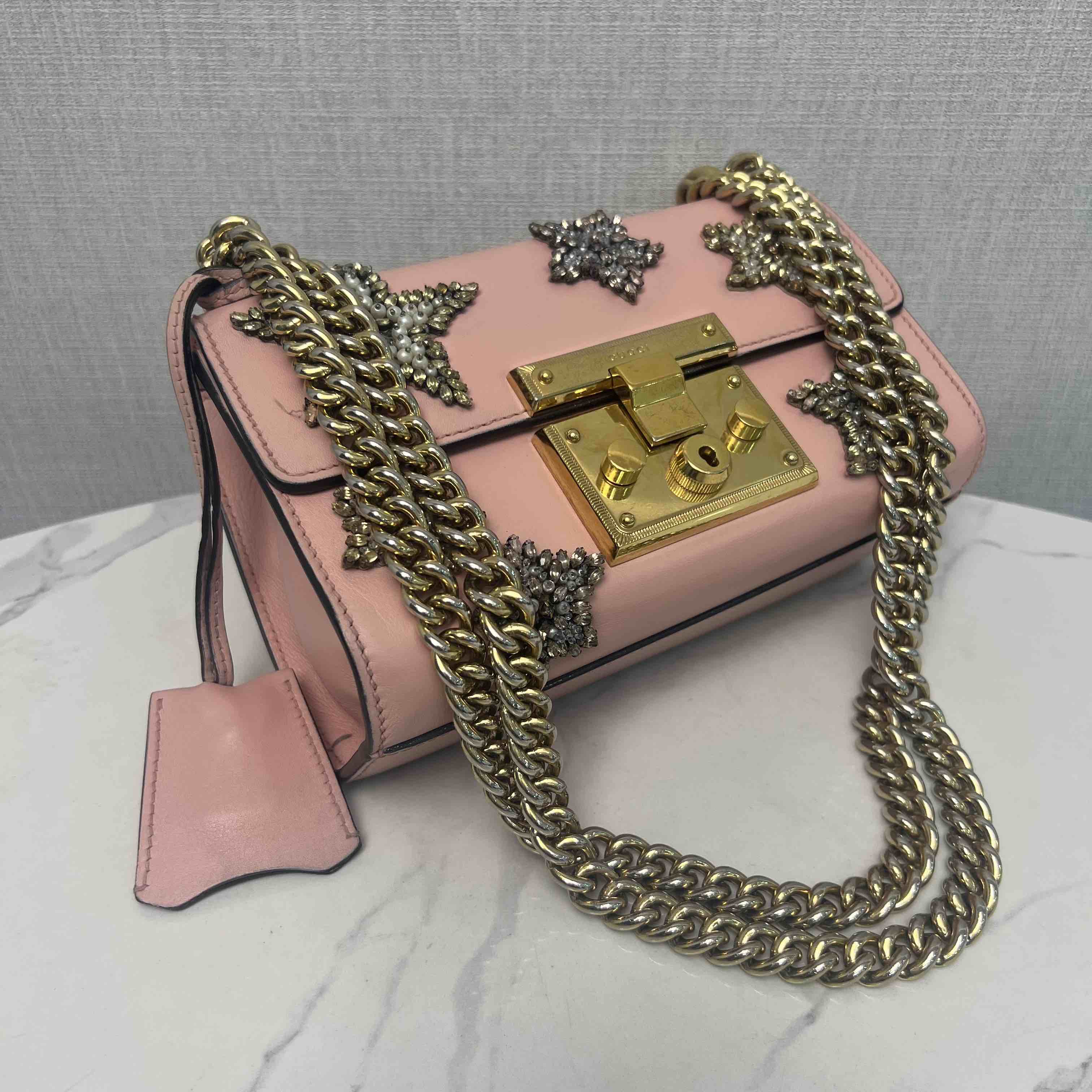 Gucci Padlock Pink Leather Embellished Crossbody Bag MeDiorum