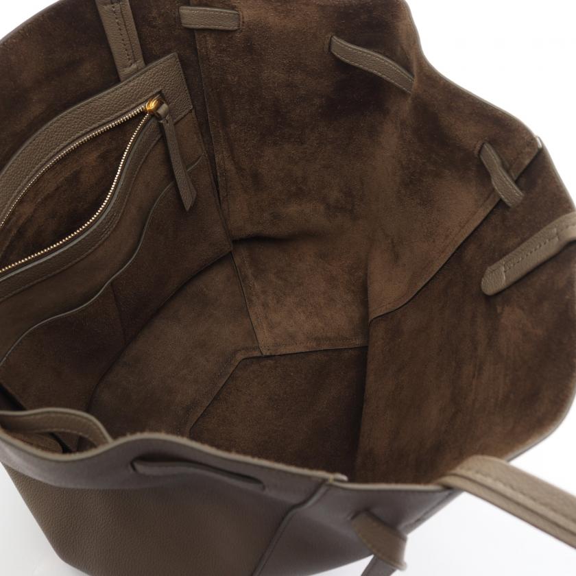 Celineline Phantom Small Gray Beige Leather Shoulder Tote Bag
