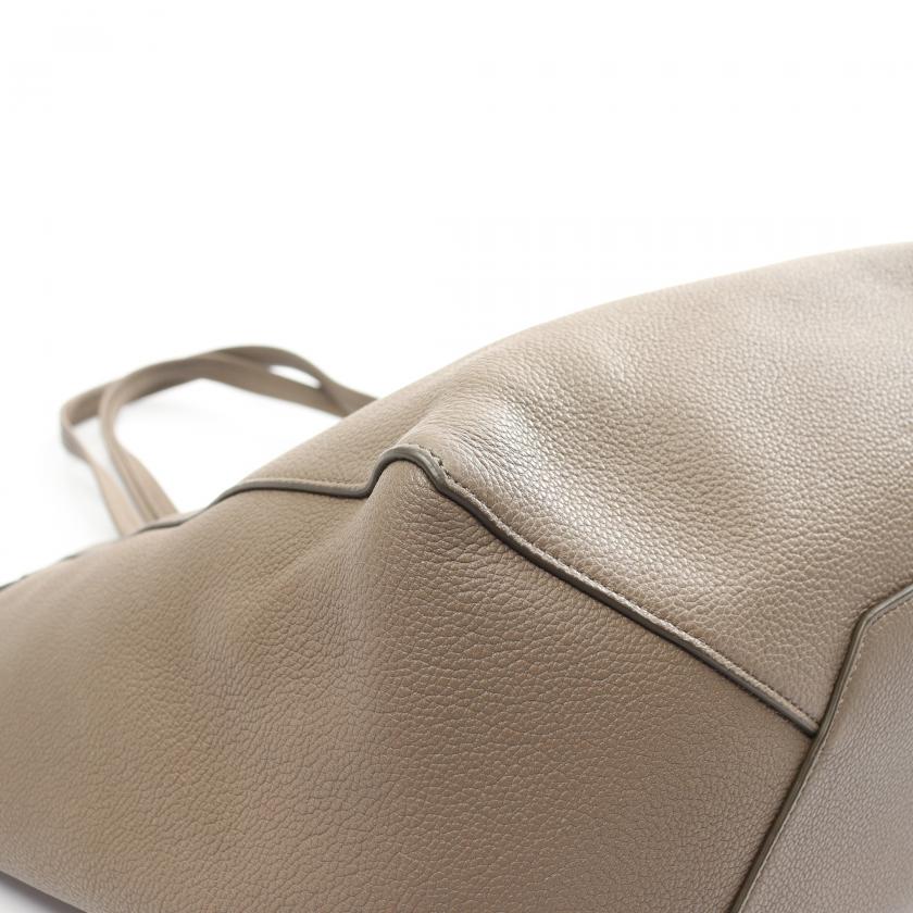 Celineline Phantom Small Gray Beige Leather Shoulder Tote Bag