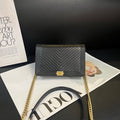 Chanel Leboy Black Gold V-Pattern WOC Shoulder Crossbody Bag