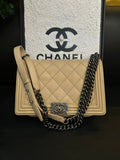 Chanel LeBoy Milk Tea Leather Quilted Crossbody One Shoulder Bag