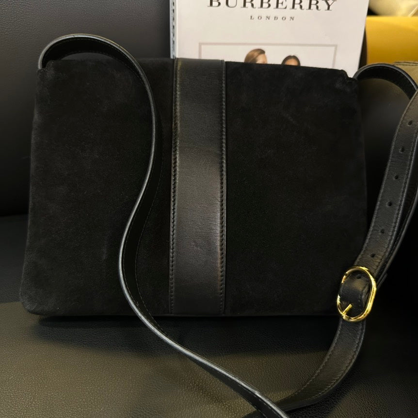 Gucci Arli Black Gold Suede Leather MeDiorum Crossbody Bag