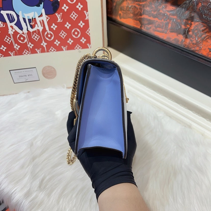 Gucci SyLouis Vuittonie Blue Leather Medium Shoulder Bag