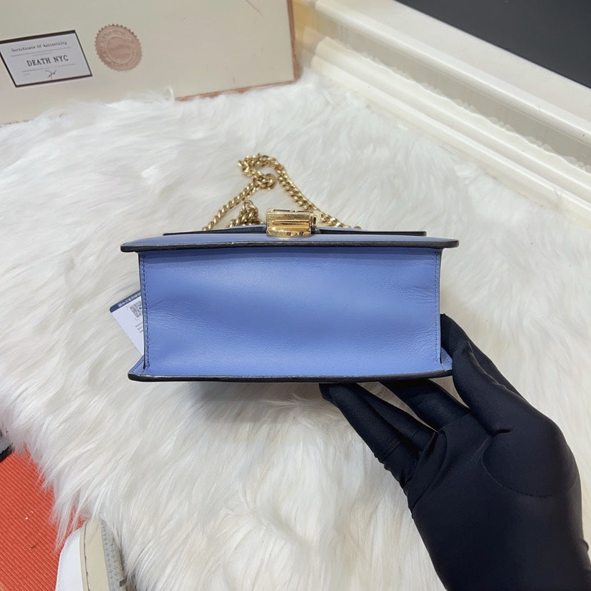 Gucci SyLouis Vuittonie Blue Leather Medium Shoulder Bag