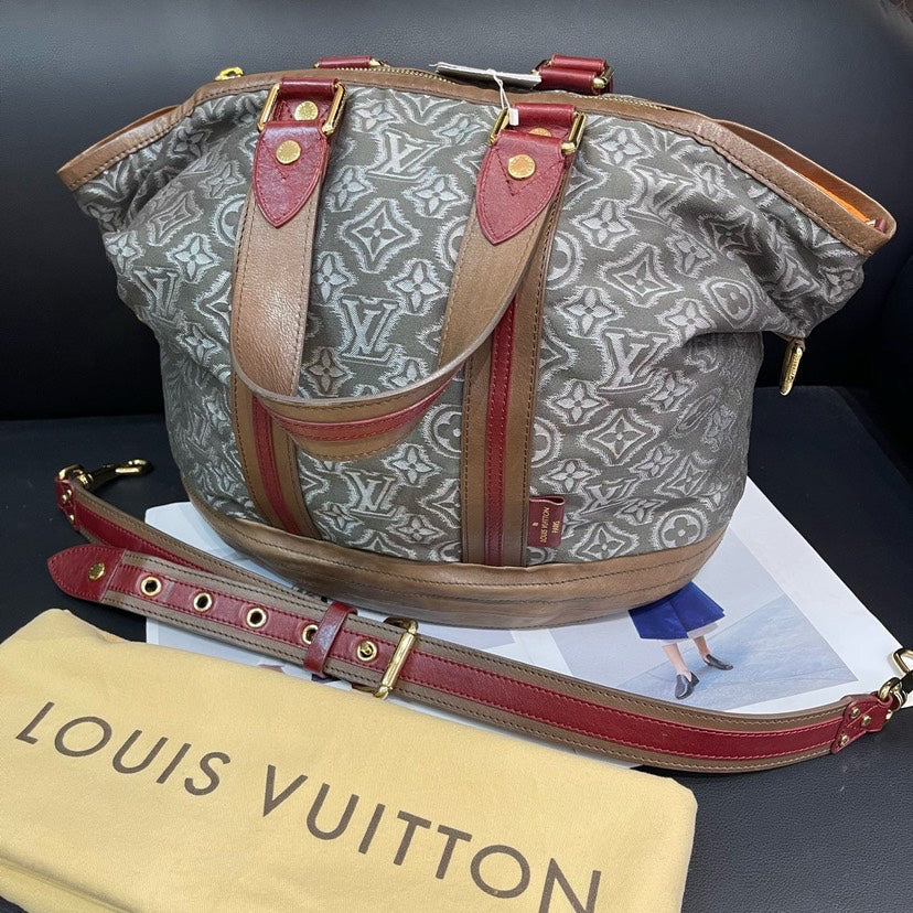 Louis Vuitton Monogram Canvas Shoulder Bag Brown Red Large