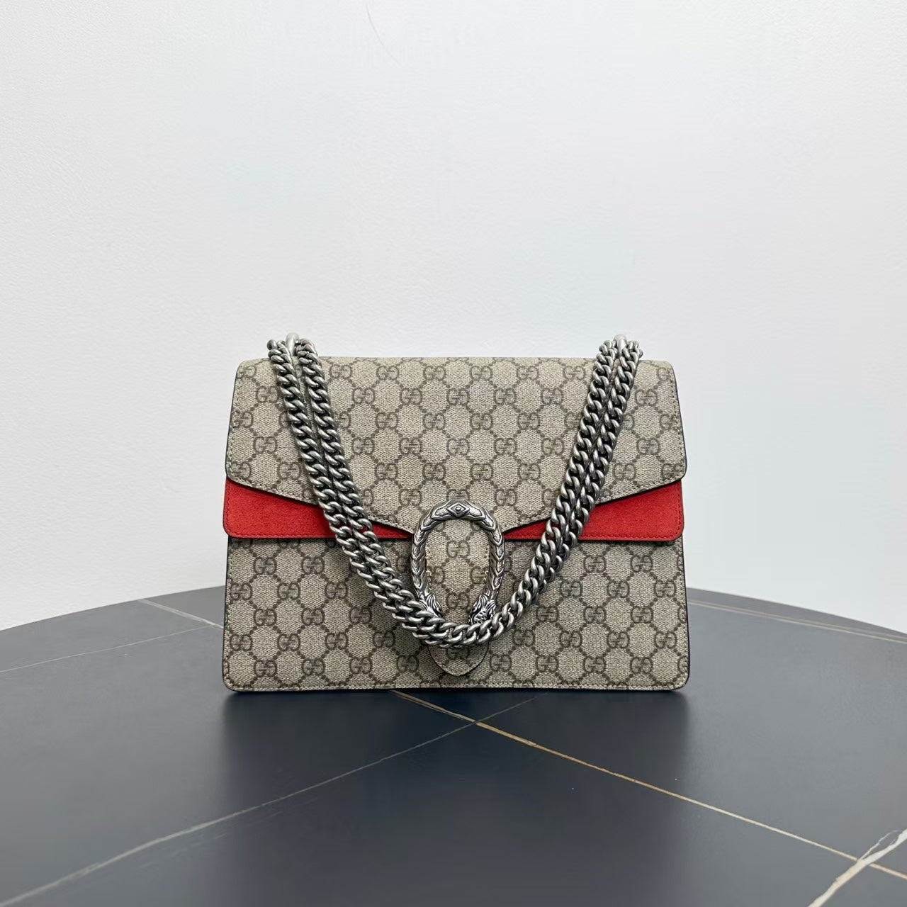 Gucci Dionysus GG Supreme Beige Red Medium Shoulder Bag