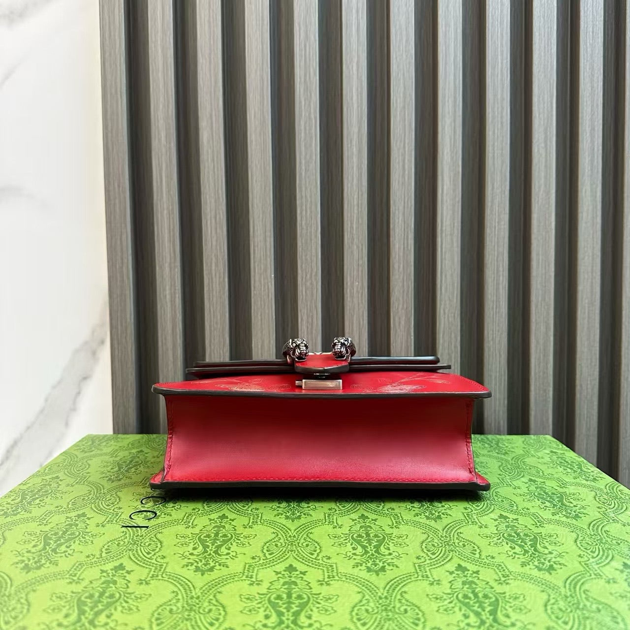 Gucci Dionysus Red Leather Embroidered Small Shoulder Bag