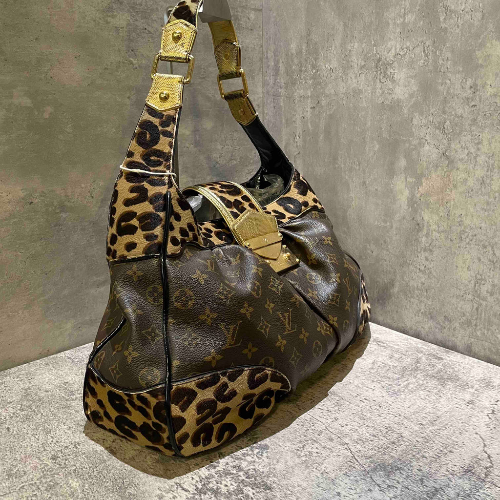 Louis Vuitton Leopard Print Monogram Canvas Shoulder Bag Vintage