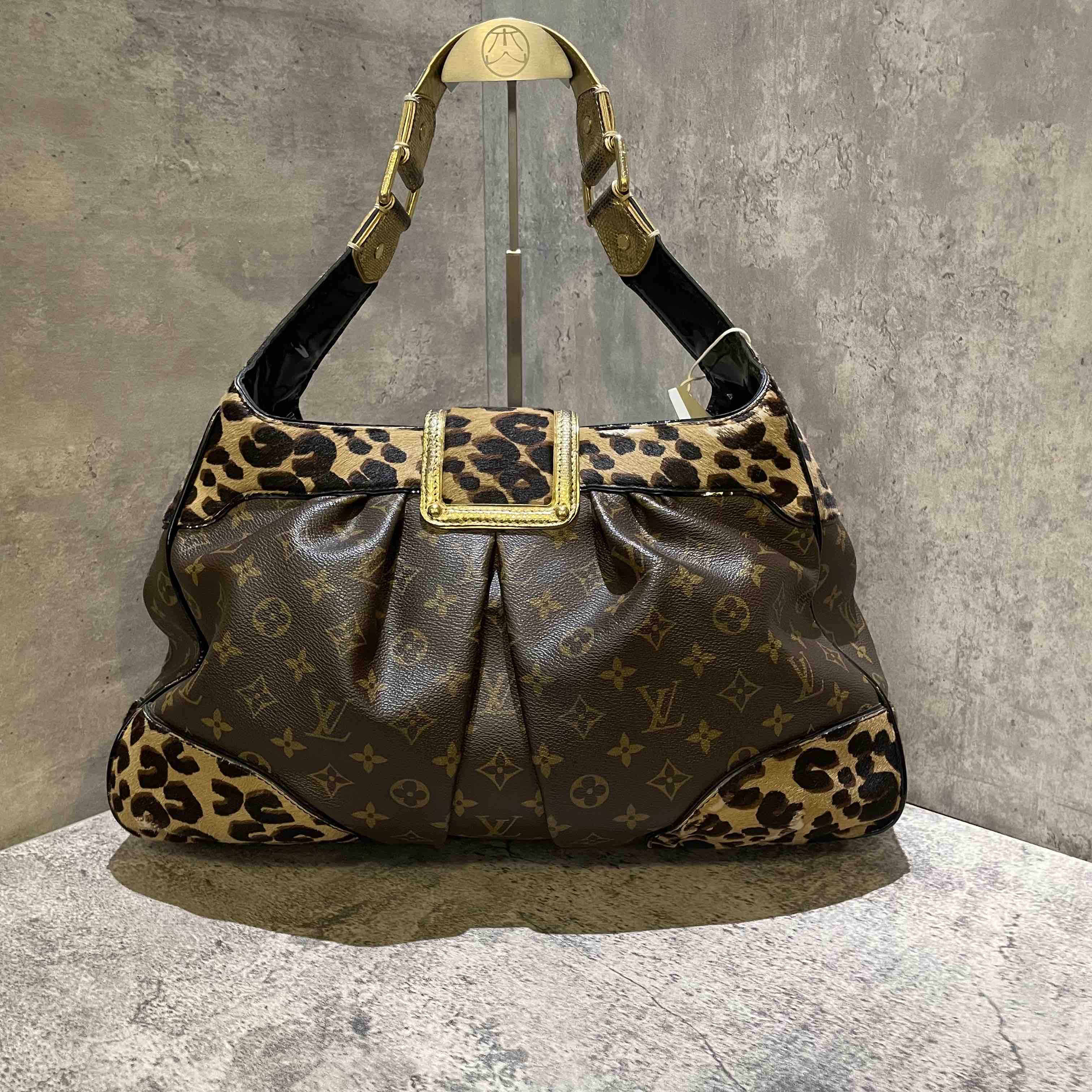 Louis Vuitton Leopard Print Monogram Canvas Shoulder Bag Vintage