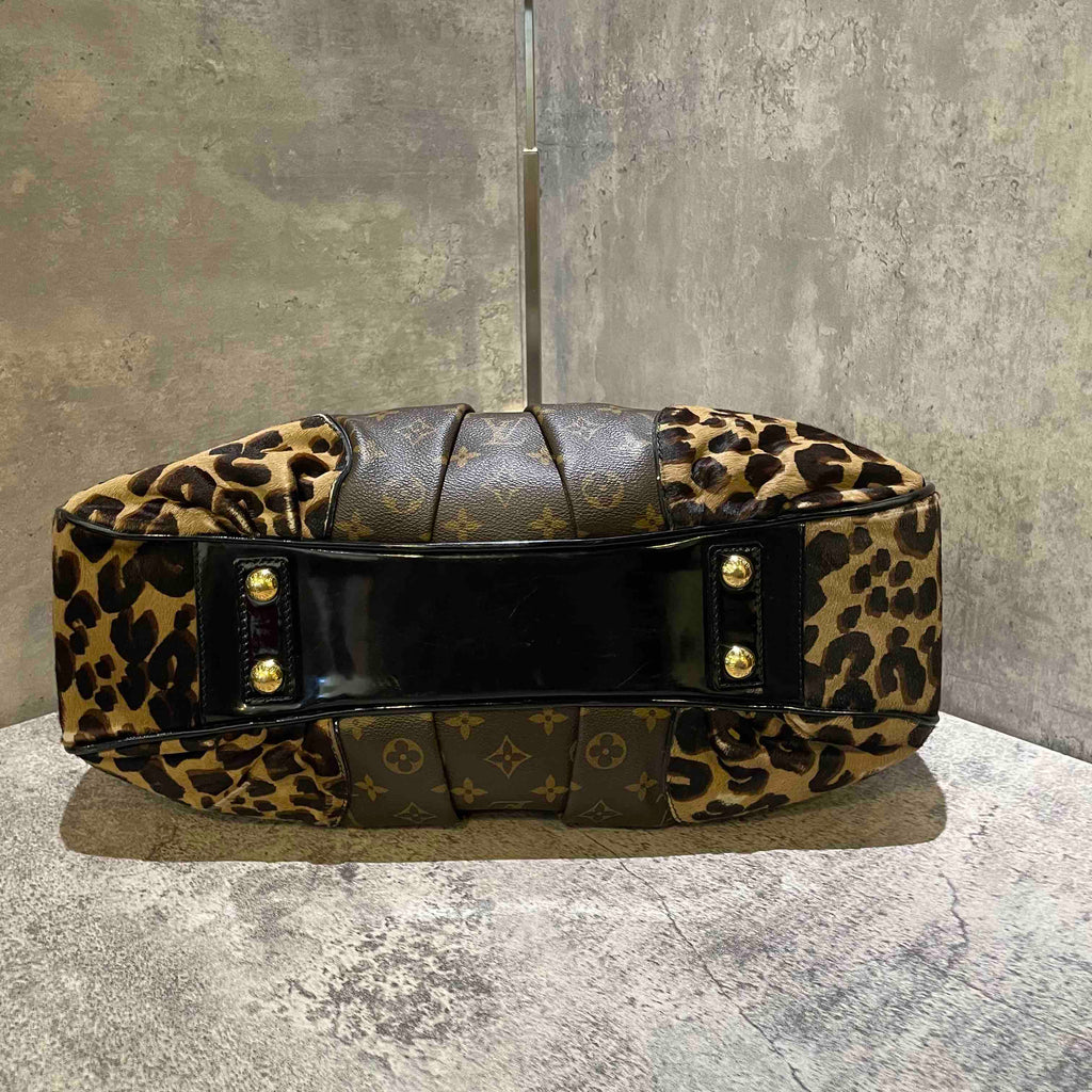 Louis Vuitton Leopard Print Monogram Canvas Shoulder Bag Vintage