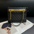 Chanel Black Diamond Plaid Shoulder Bag Medium Size