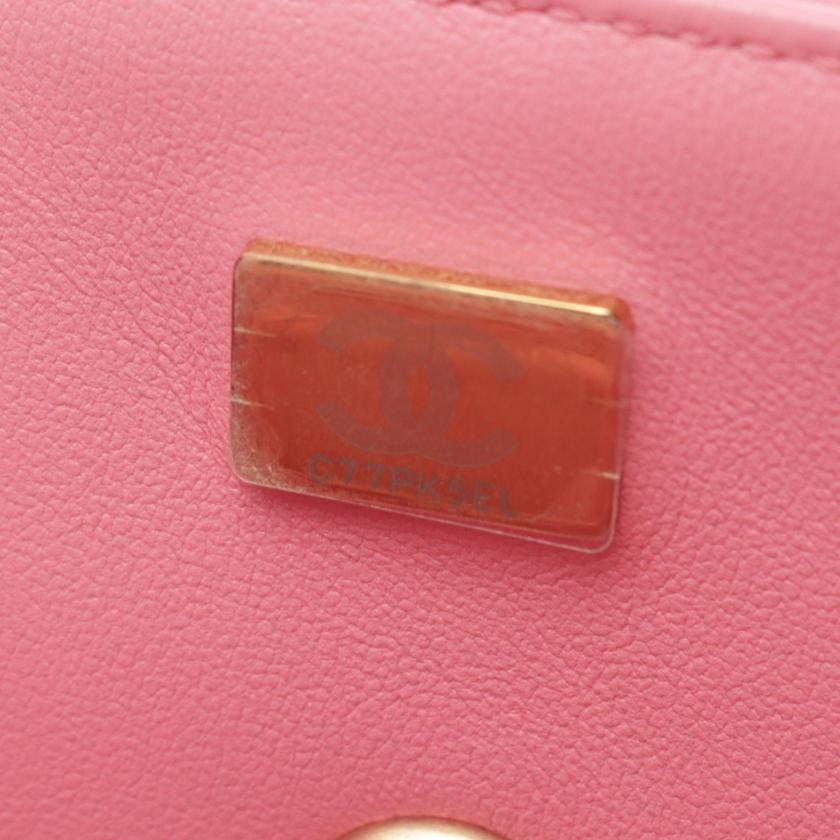 Chanel Matelasse Pink Lambskin Top Handle Flap Chain Shoulder Bag Gold Hardware 2WAY