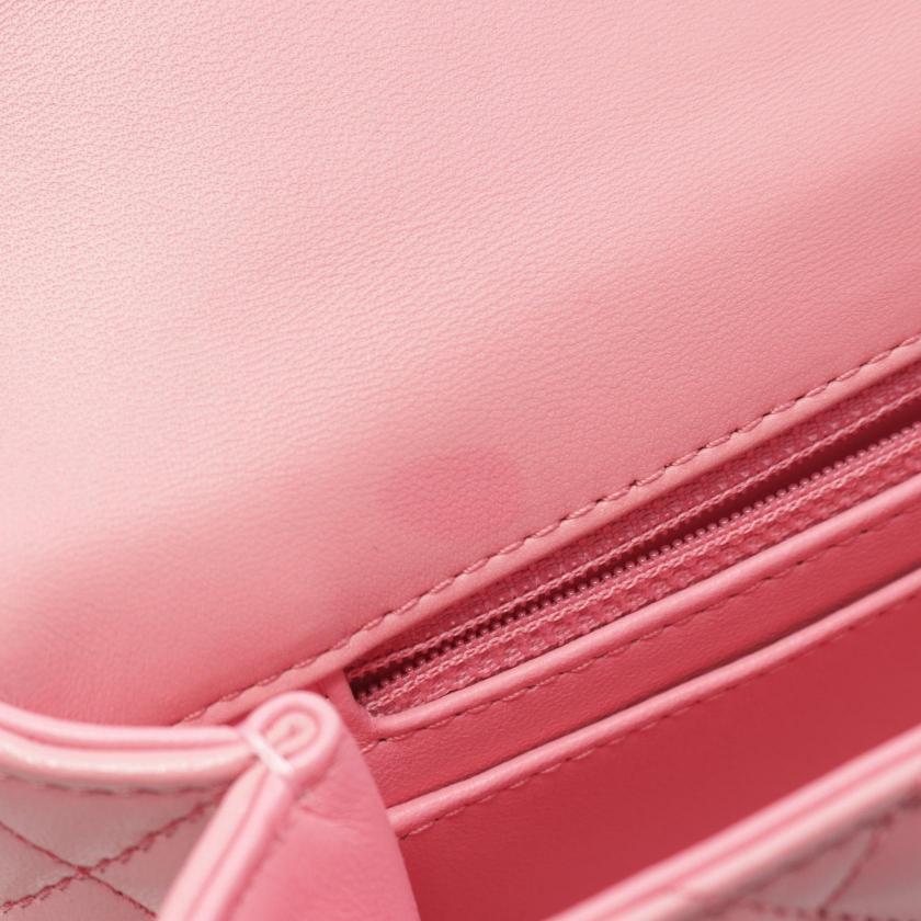 Chanel Matelasse Pink Lambskin Top Handle Flap Chain Shoulder Bag Gold Hardware 2WAY