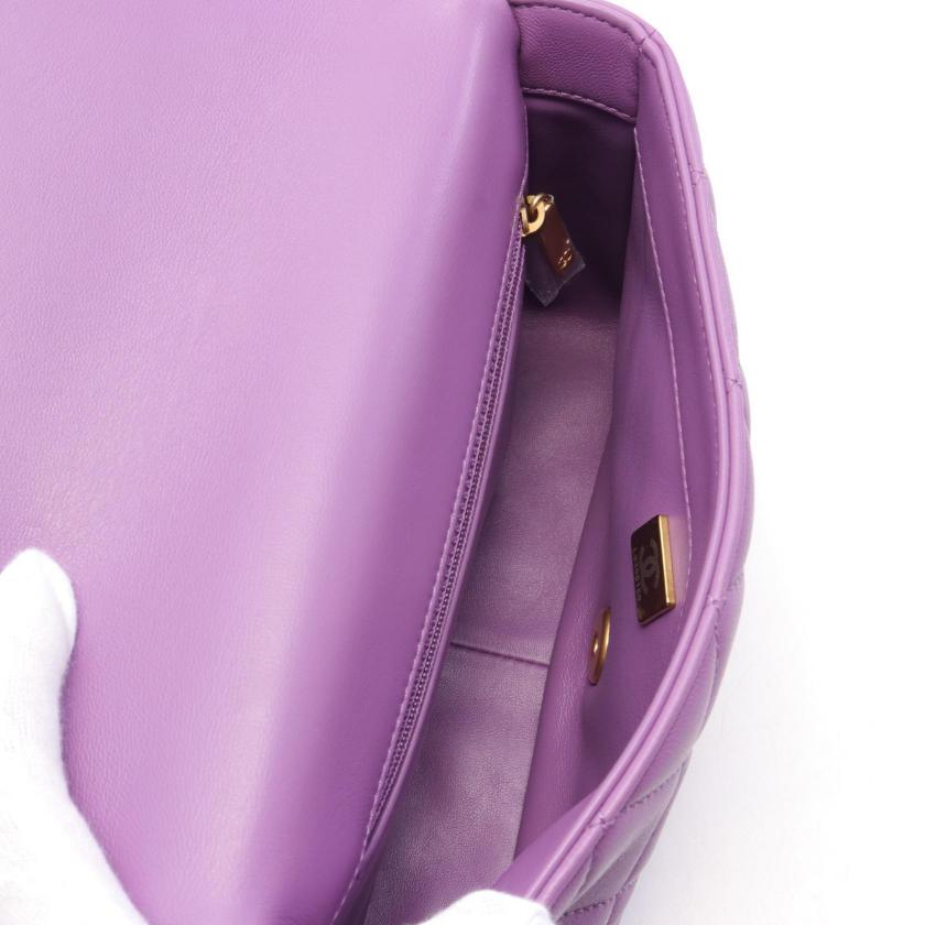 Chanel Matelasse Purple Lambskin Chain Shoulder Bag Gold Hardware
