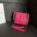 Yves Saint Laurent Rose Red Oil Wax Leather Small Niki Crossbody Bag