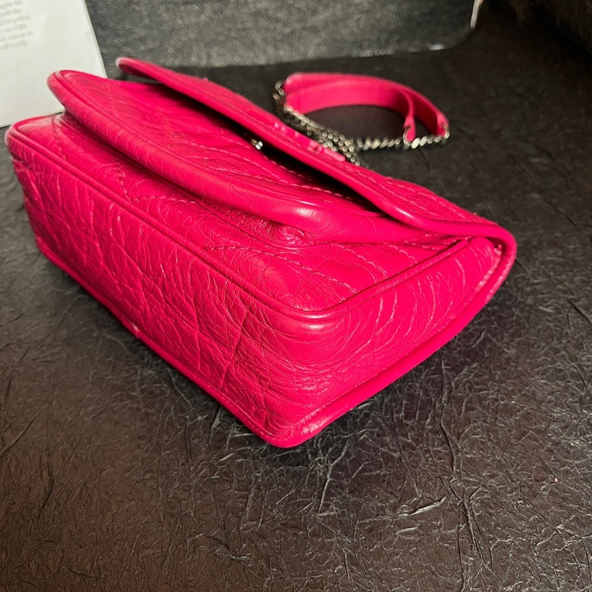 Yves Saint Laurent Rose Red Oil Wax Leather Small Niki Crossbody Bag