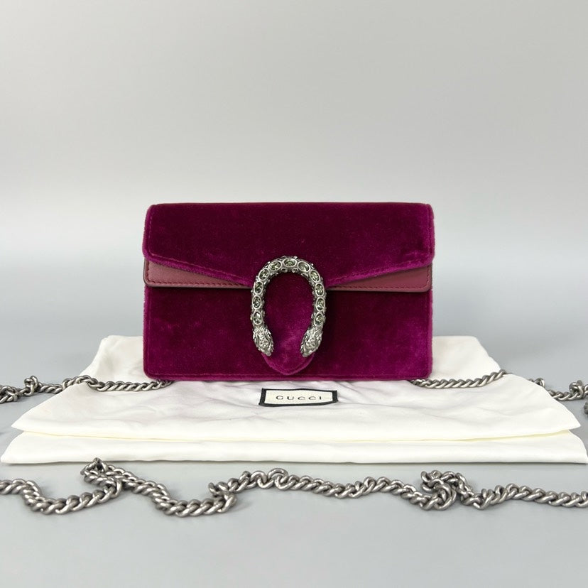 Gucci Dionysus Mini VeLouis Vuittonet Purple Shoulder Bag 16x10cm